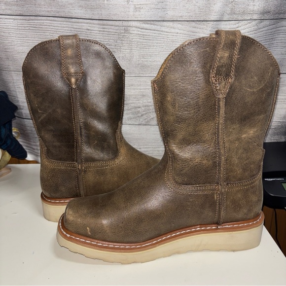 SUREWAY Western Boots - Men’s Square Toe Work Boot,Pull On Leather work boot - Picture 5 of 11